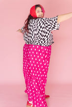 Pink Polka Dot Pleated Flare Pant