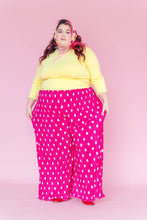 Pink Polka Dot Pleated Flare Pant