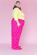 Pink Polka Dot Pleated Flare Pant
