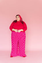 Pink Polka Dot Pleated Flare Pant
