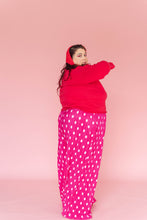 Pink Polka Dot Pleated Flare Pant