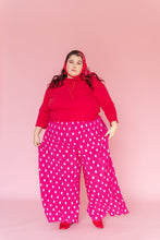 Pink Polka Dot Pleated Flare Pant
