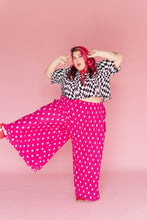 Pink Polka Dot Pleated Flare Pant