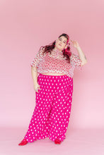 Pink Polka Dot Pleated Flare Pant