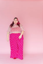 Pink Polka Dot Pleated Flare Pant