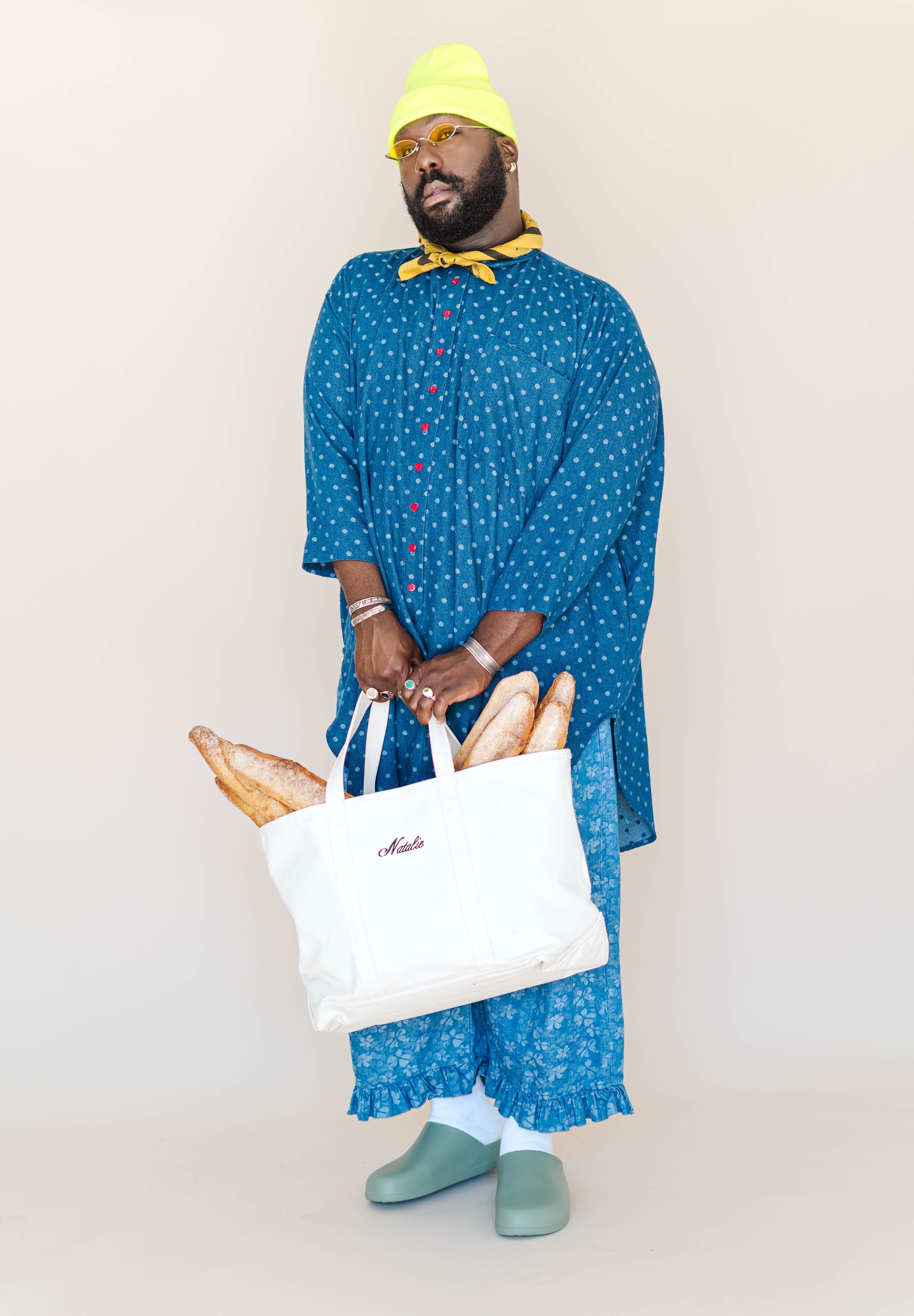 POLKA DOT DENIM SOFT VOLUME SHIRT DRESS