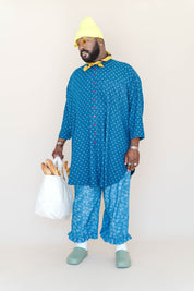 POLKA DOT DENIM SOFT VOLUME SHIRT DRESS