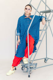 POLKA DOT DENIM SOFT VOLUME SHIRT DRESS