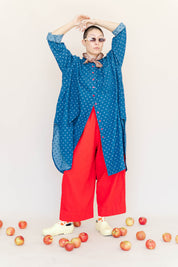 POLKA DOT DENIM SOFT VOLUME SHIRT DRESS