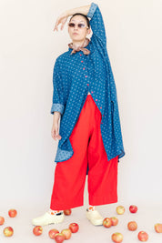 POLKA DOT DENIM SOFT VOLUME SHIRT DRESS