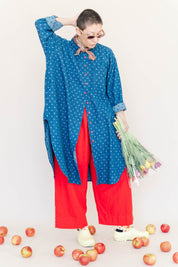 POLKA DOT DENIM SOFT VOLUME SHIRT DRESS