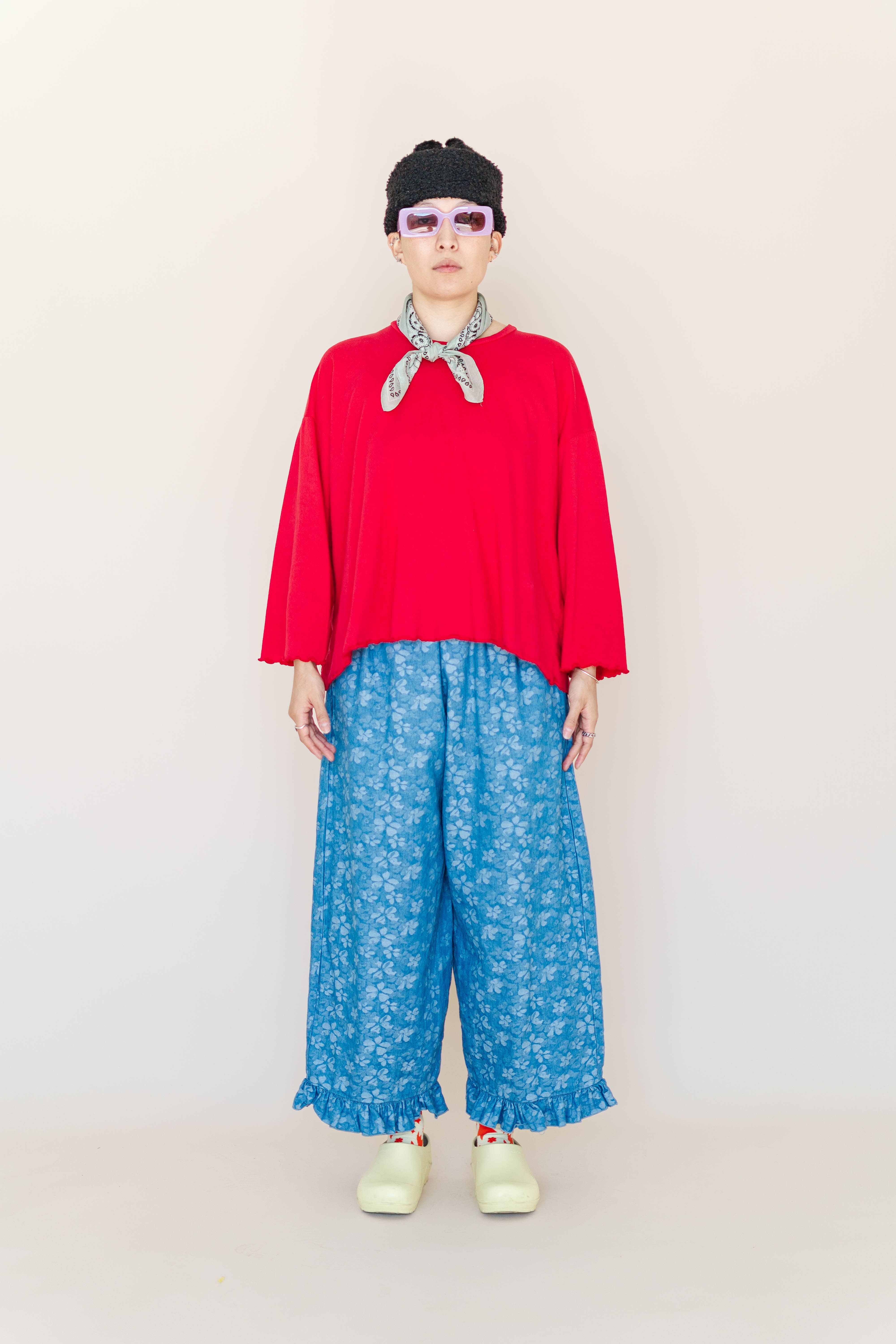 LIGHT FLORAL CHAMBRAY RUFFLE PANT – Nettle Studios