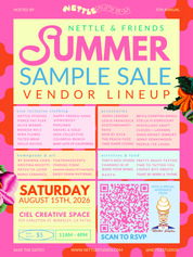 NETTLE & FRIENDS SUMMER SAMPLE SALE 2026 - AUG 15TH @11AM - 4PM