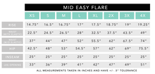 Mid Easy Flare Size Chart