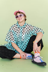 SHEER MINT CHOCOLATE CHIP POLKA DOT TULIP TOP