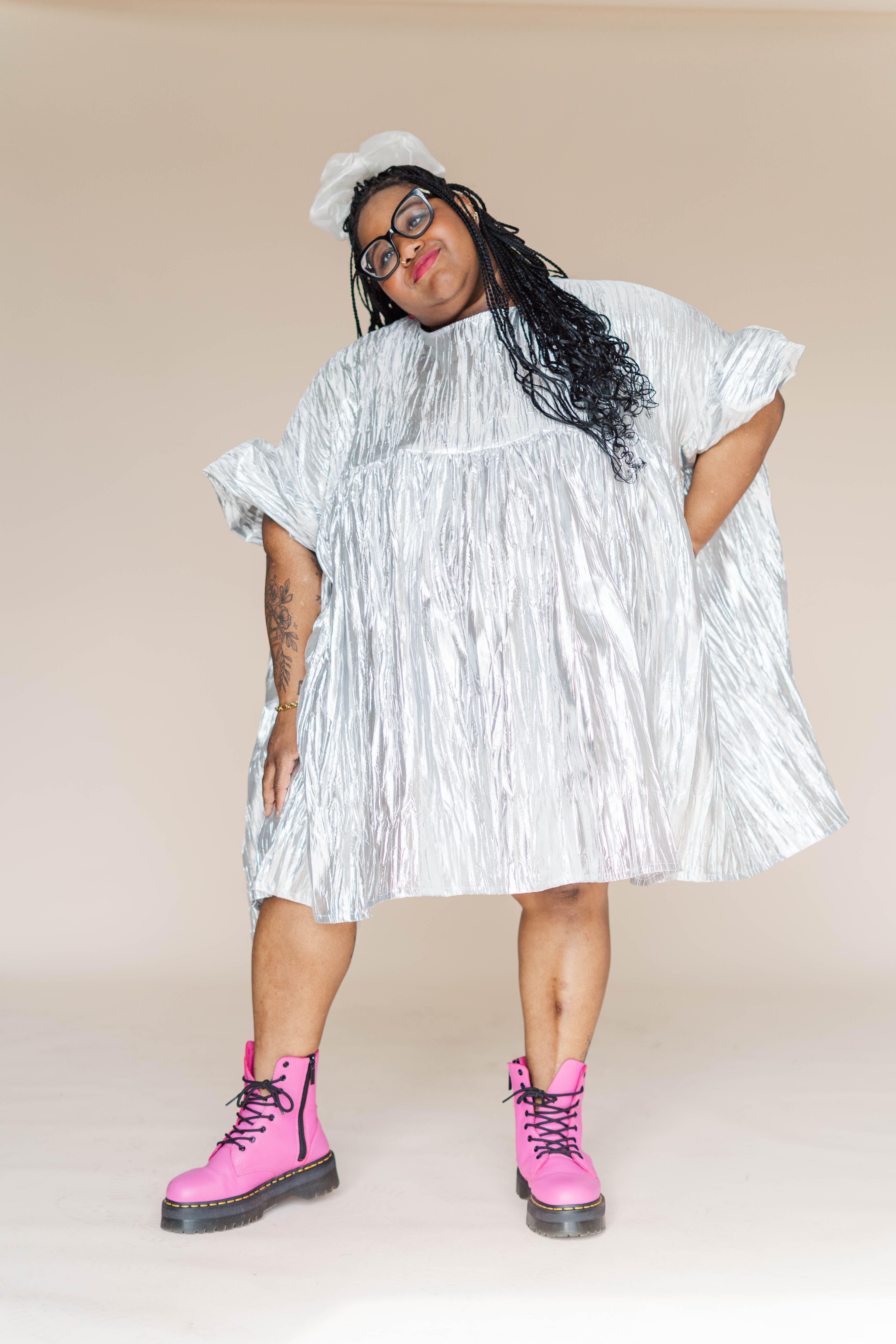 SILVER METALLIC MINI MUSHROOM DRESS – Nettle Studios