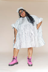 SILVER METALLIC MINI MUSHROOM DRESS