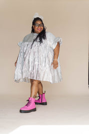 Silver Metallic Mini Mushroom Dress