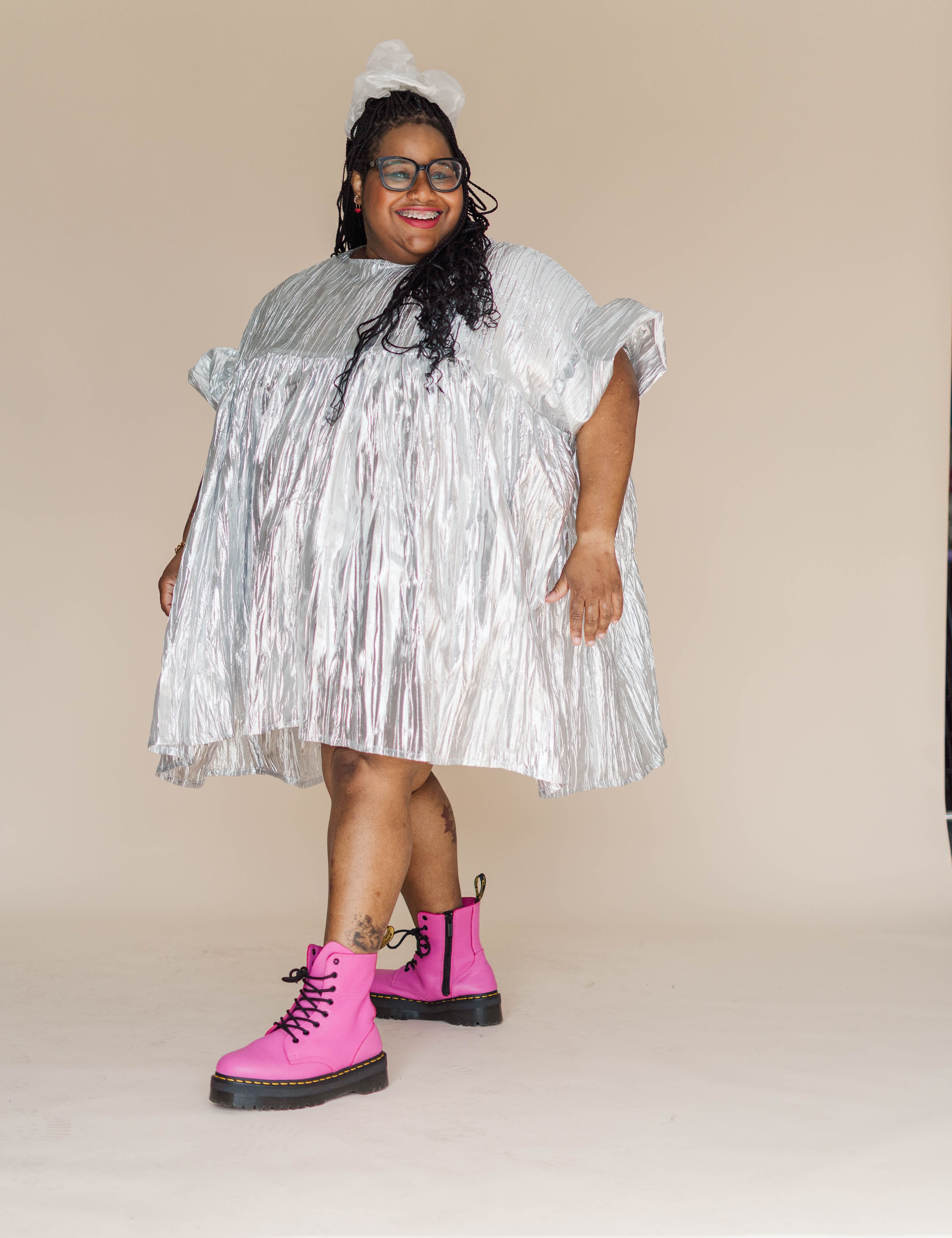 Silver Metallic Mini Mushroom Dress