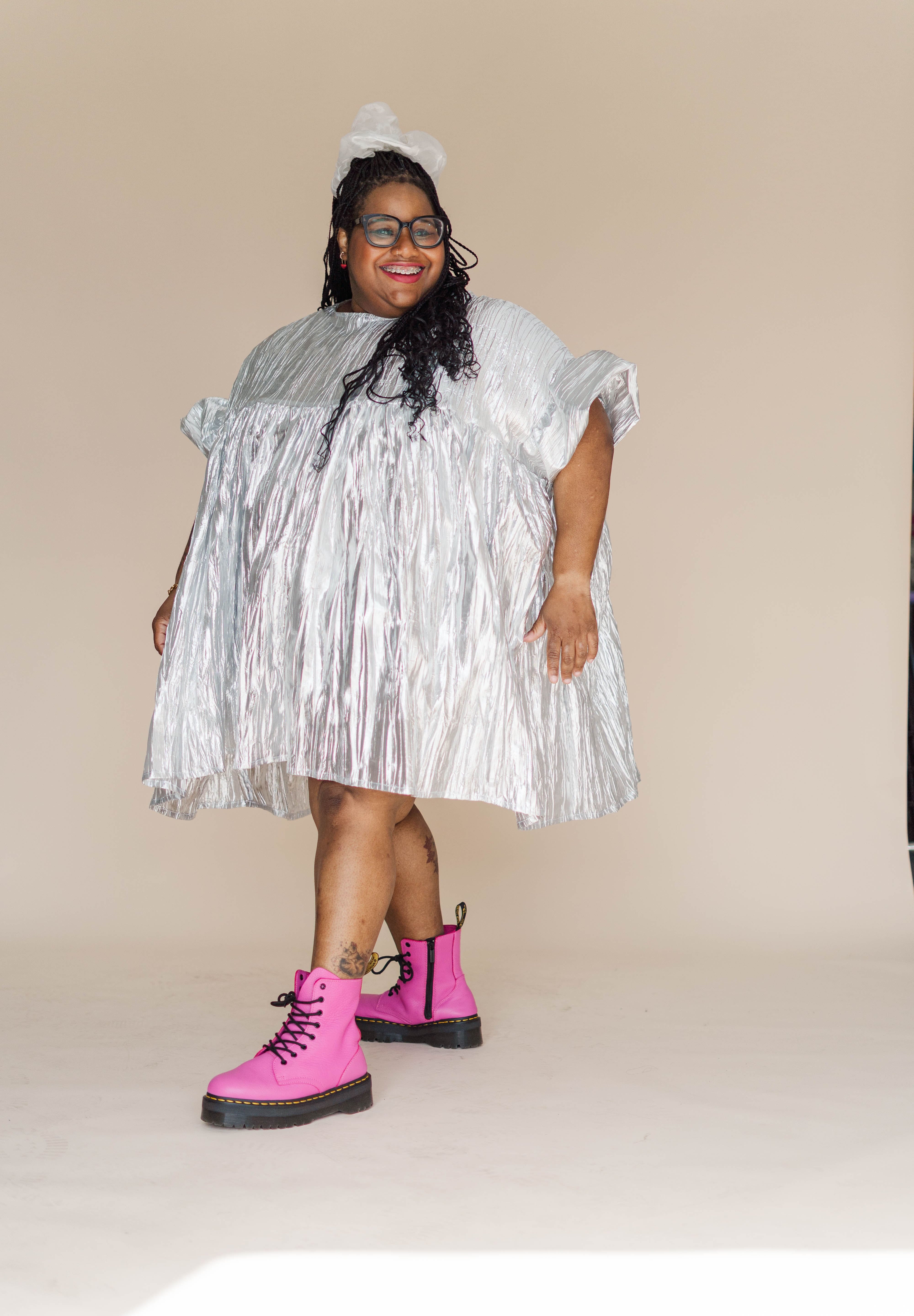 Silver Metallic Mini Mushroom Dress