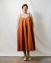 Soft Volume Maxi Dress in Rust Linen