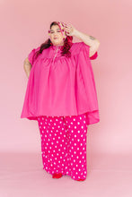 Pink Polka Dot Pleated Flare Pant