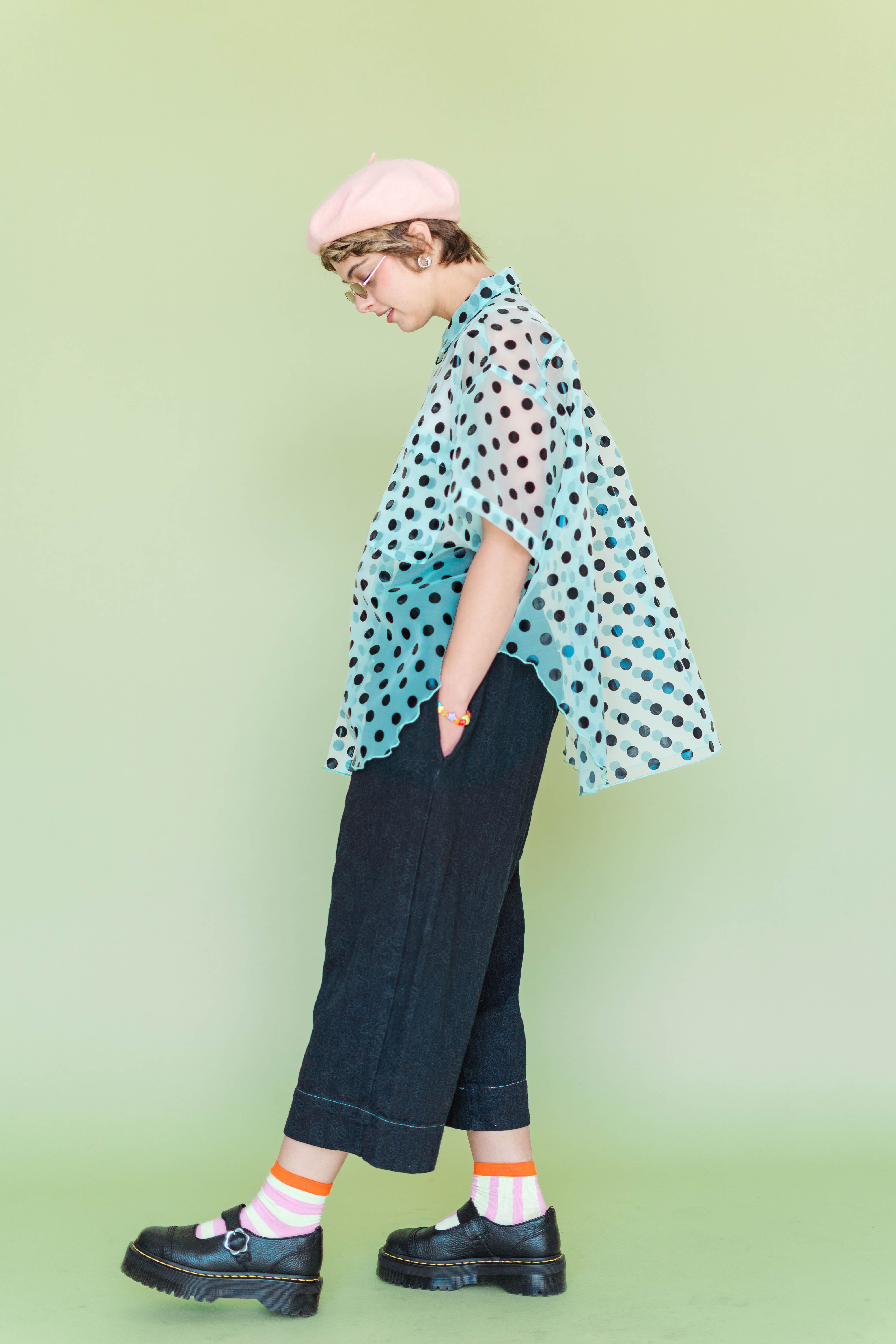 SHEER MINT CHOCOLATE CHIP POLKA DOT TULIP TOP – Nettle Studios