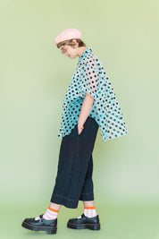 Sheer Mint Chocolate Chip Polka Dot Tulip Top