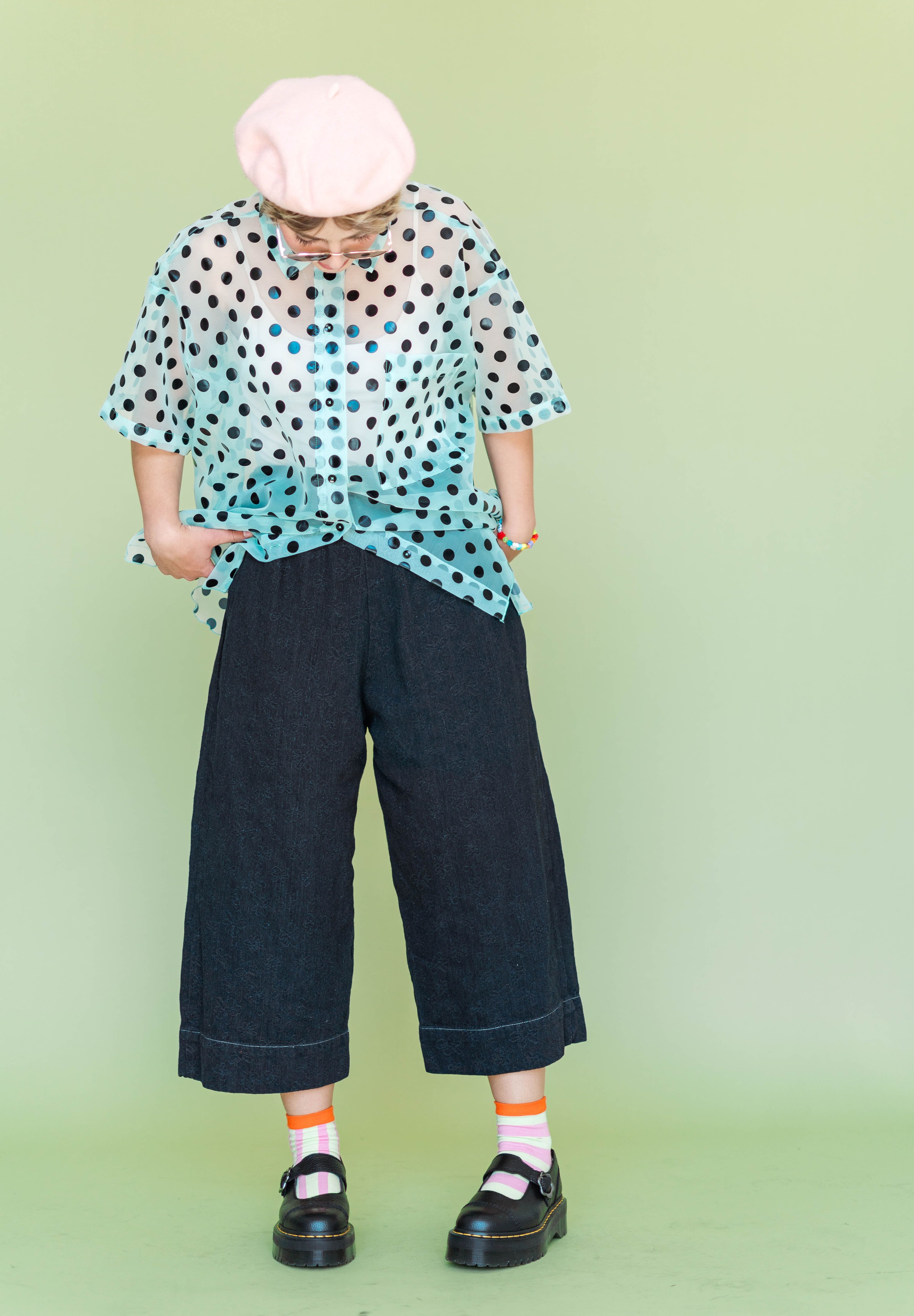 Black Daisy Denim Mid Easy Pant