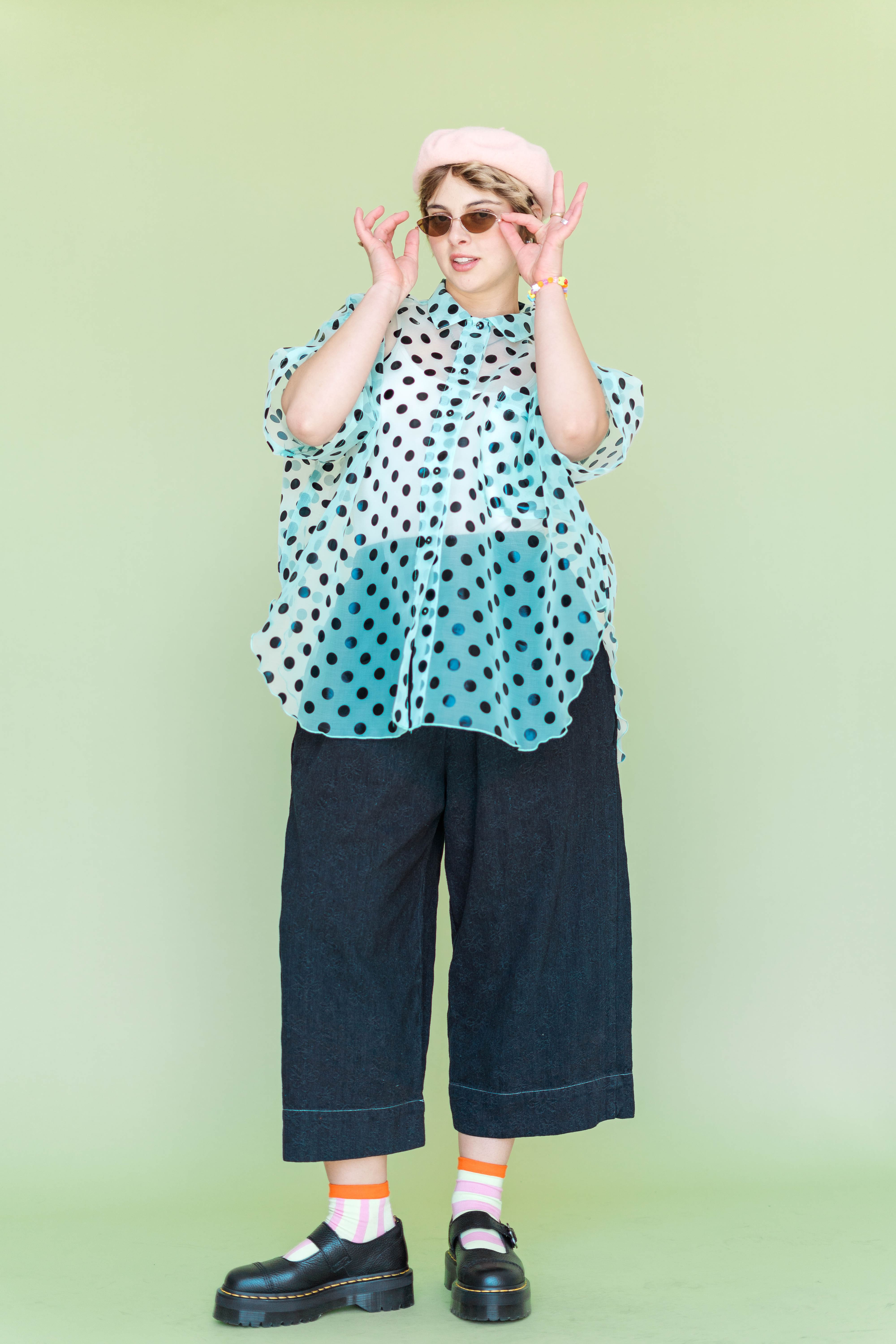 SHEER MINT CHOCOLATE CHIP POLKA DOT TULIP TOP – Nettle Studios