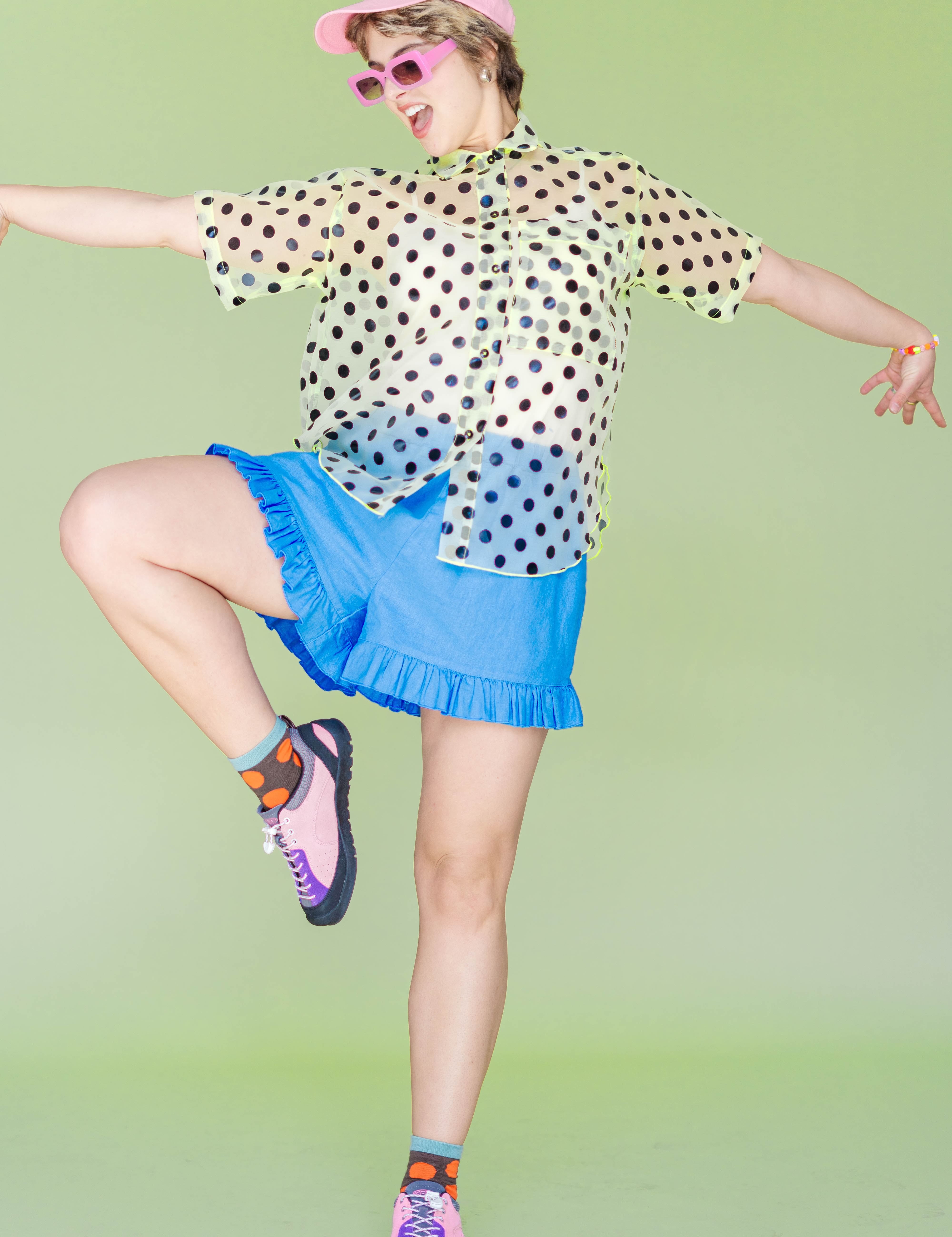 Sheer Daffodil Polka Dot Tulip Top