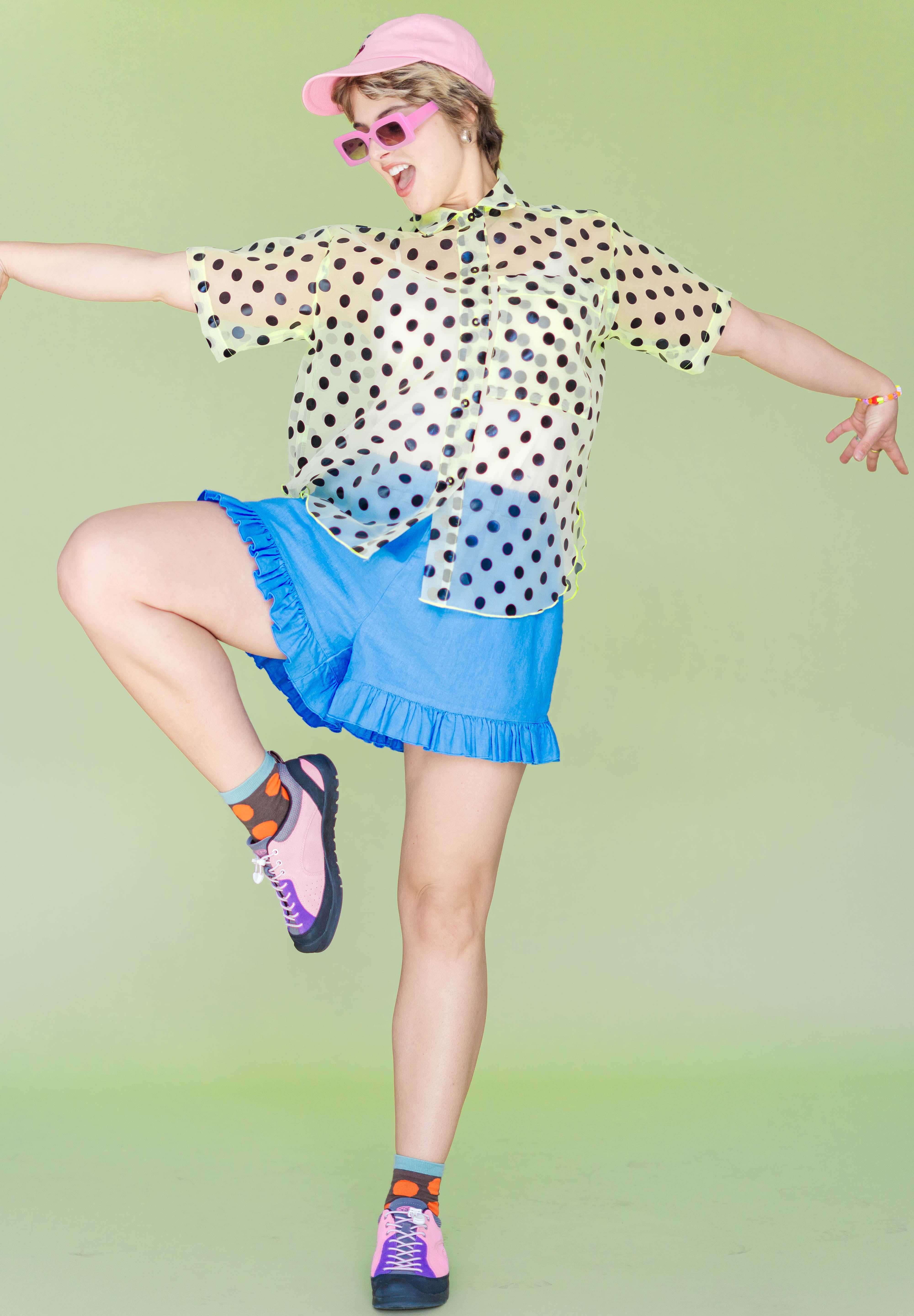 Sheer Daffodil Polka Dot Tulip Top