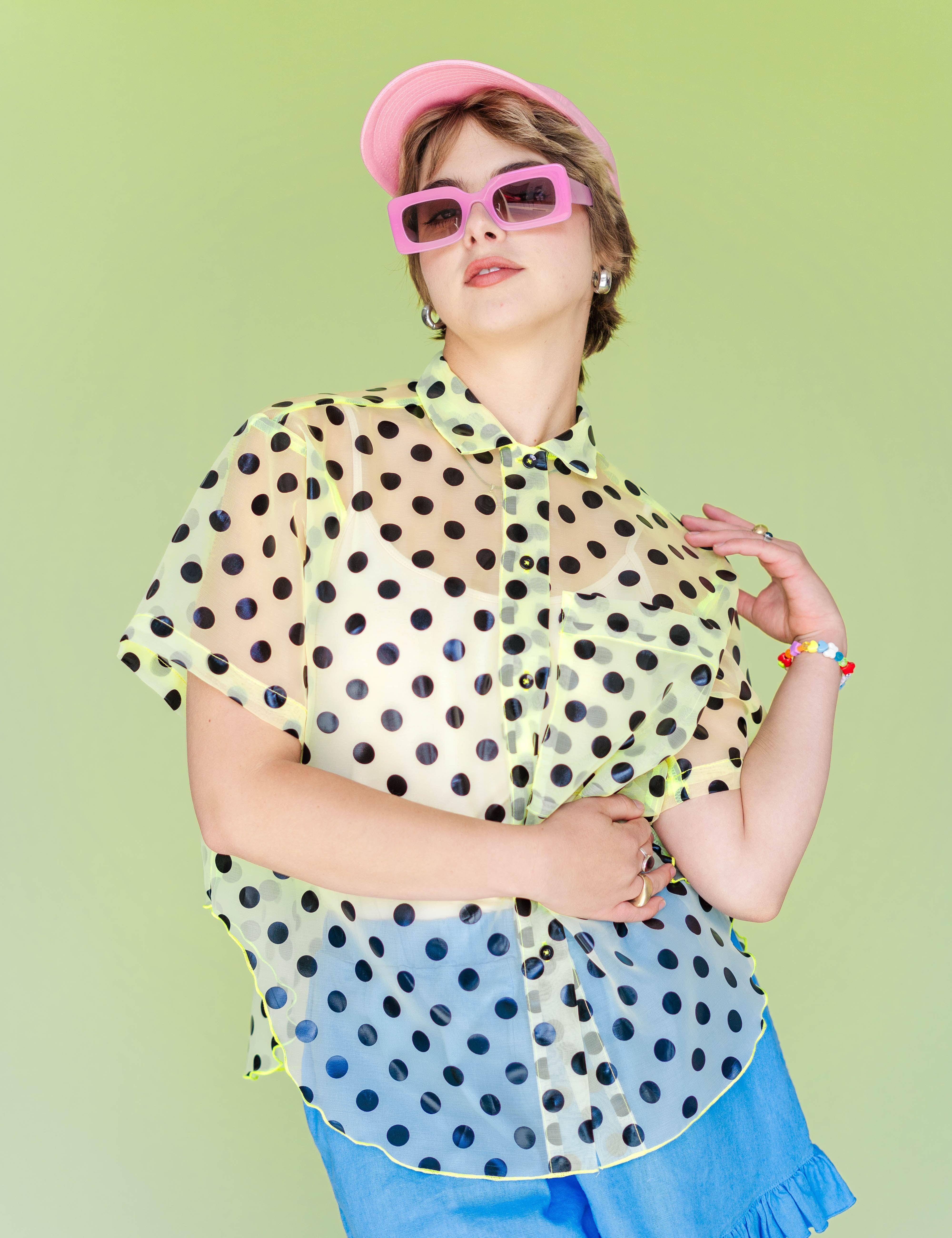 Sheer Daffodil Polka Dot Tulip Top