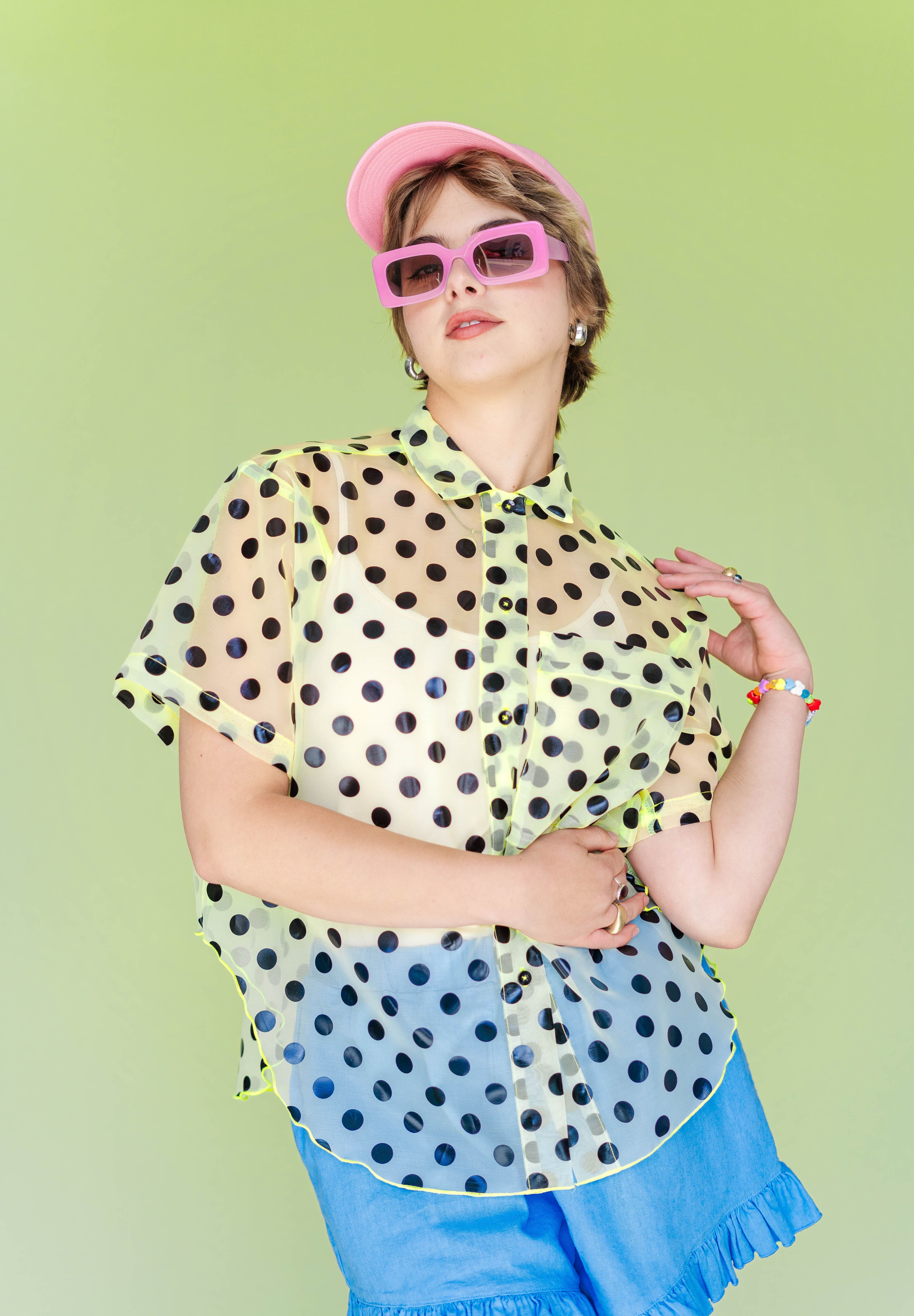 Sheer Daffodil Polka Dot Tulip Top