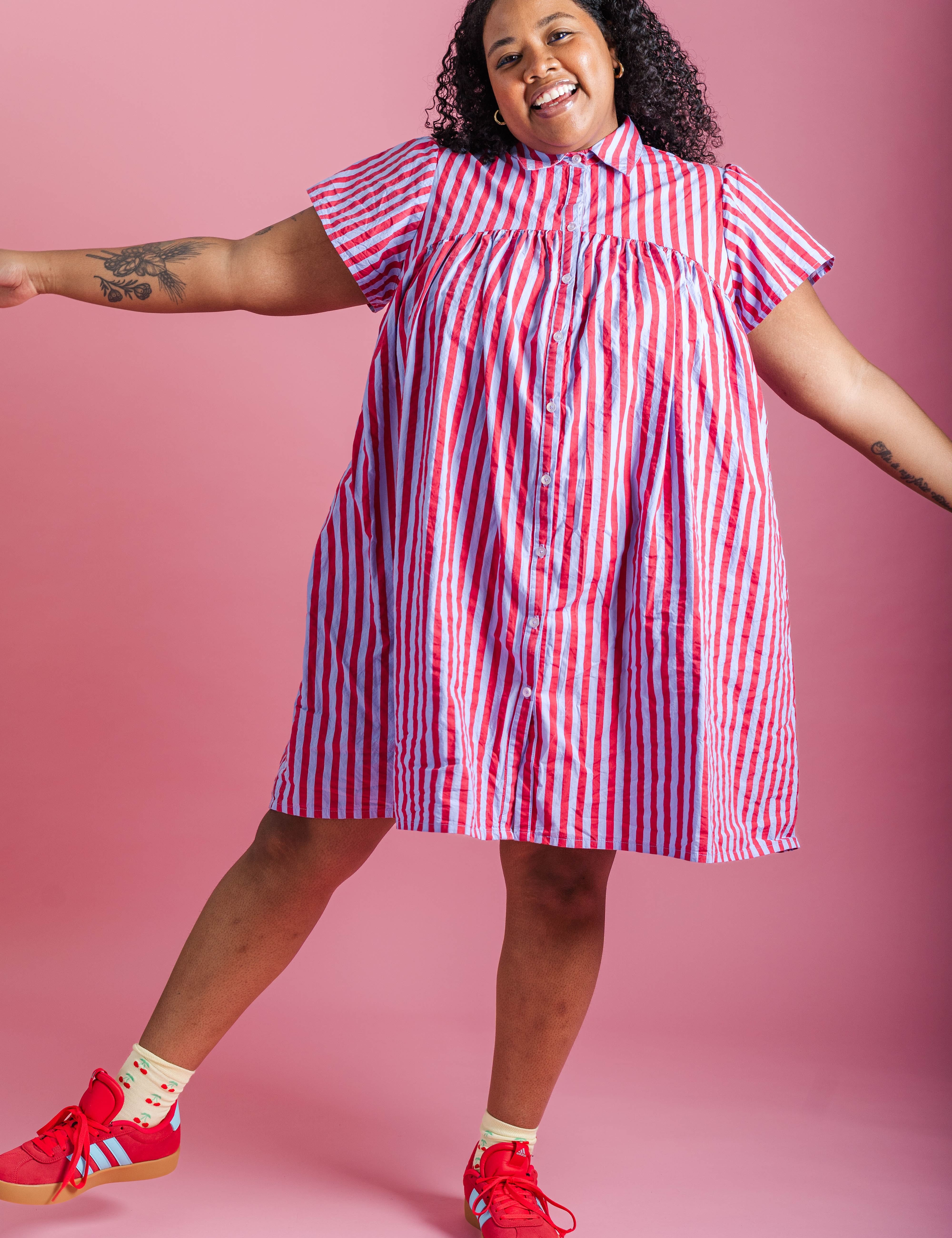 BERRY BASKET BUTTON MUSHROOM DRESS