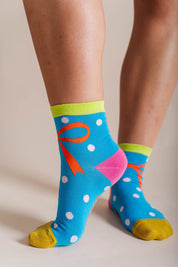 blue bow dot socks