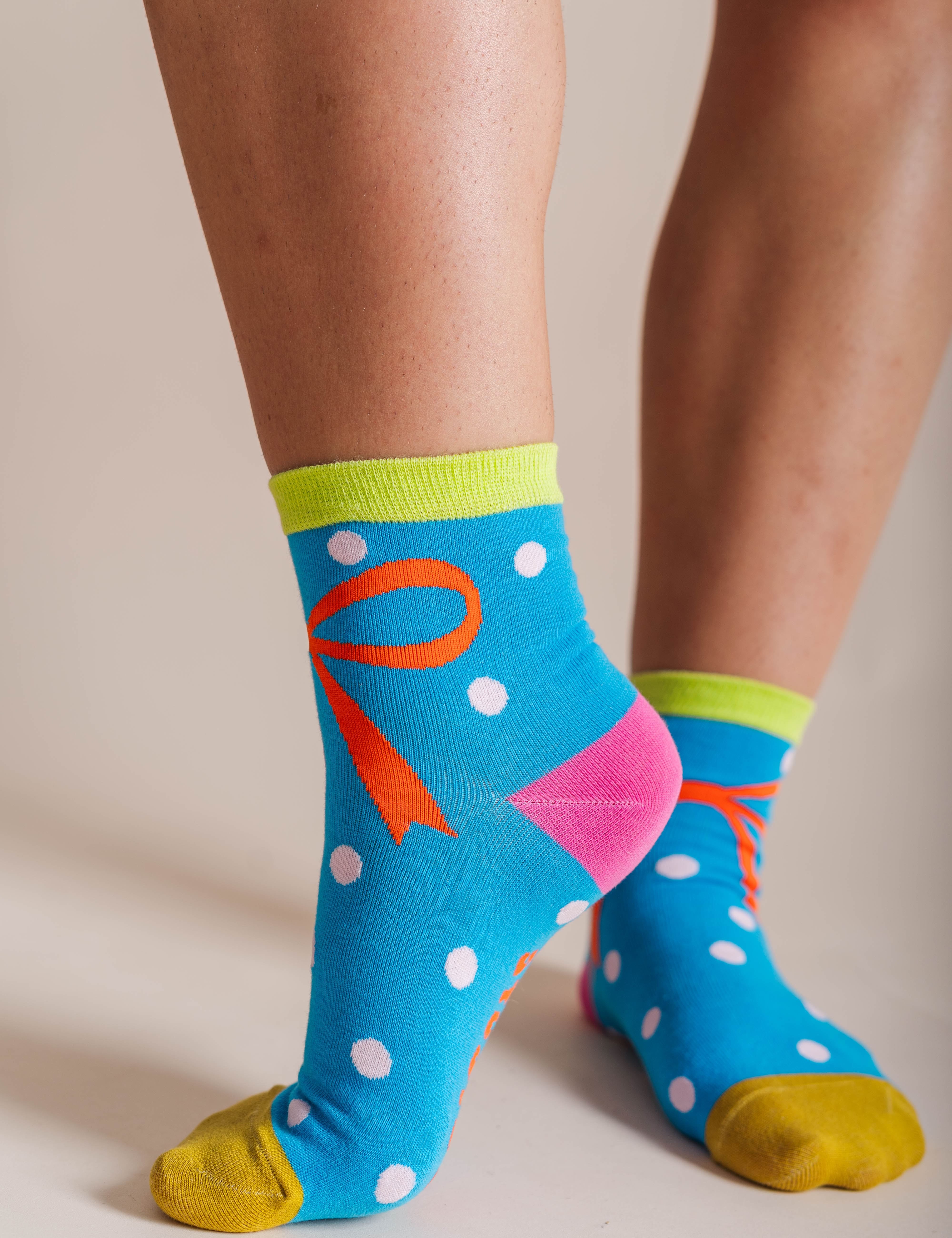 blue bow dot socks