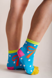 blue bow dot socks