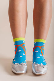 blue bow dot socks