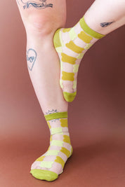 SHEER PISTACHIO GINGHAM SOCKS