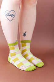 SHEER PISTACHIO GINGHAM SOCKS