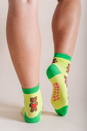 GREEN CINNAMON BEAR SOCKS