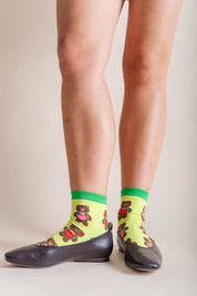 GREEN CINNAMON BEAR SOCKS