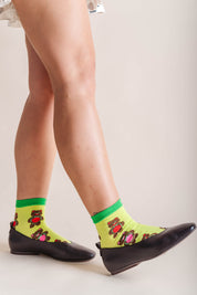 GREEN CINNAMON BEAR SOCKS