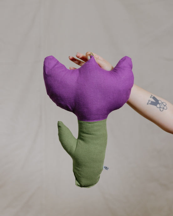 Flower Pillow - Purple & Olive (RTS)