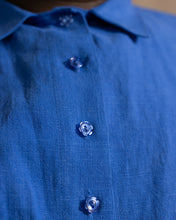 Boxy Collared Top in Cobalt Linen (RTS)