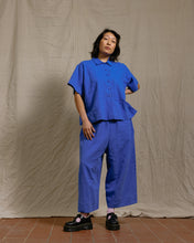 Boxy Collared Top in Cobalt Linen (RTS)