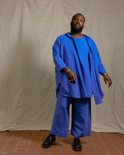 Soft Volume Shirt Dress in Cobalt Linen (RTS)