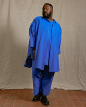 Soft Volume Shirt Dress in Cobalt Linen