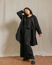 Soft Volume Shirt Dress in Black Linen